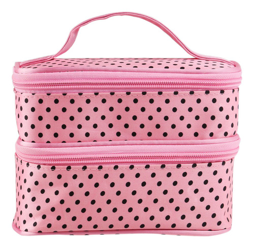 Bolsa De Maquillaje Portátil De Dos Capas Para Mujeres Y Niñ