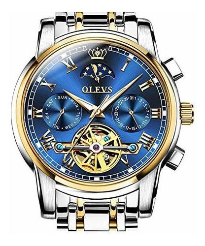 Olevs Reloj Mecánico Automático Para Hombre Tourbillon Fase 