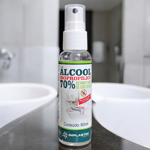 3 Spray Alcool Isopropilico 70% Pump 60ml Geral Implastec
