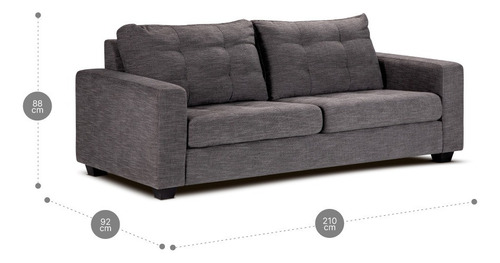Rosen Sofa Manet 3 Cpo Tela Color Grafito