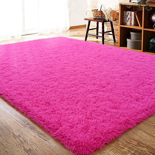 Alfombra Esponjosa Suave Alfombra De Interior Color Rosa