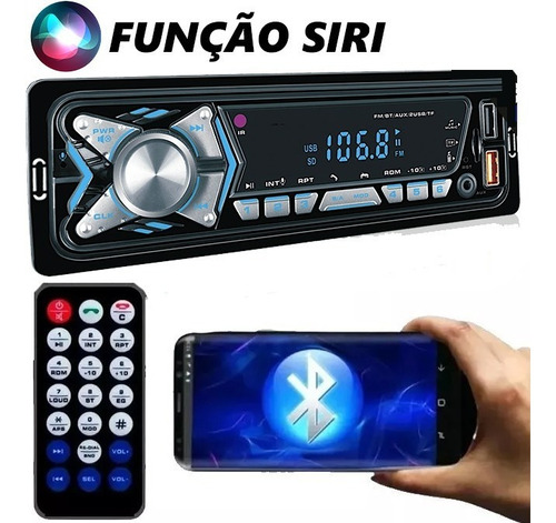 Auto Radio Automotivo Bluetooth Usb Sd Mp3 Player Som Carro