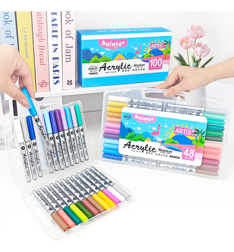 Set De Bolígrafos Y Rotuladores Acrílicos De 100 Colores