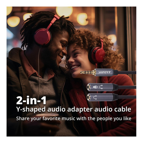 Superv 35 Mm Trrs Auriculares Y Cable Divisor, Adaptador Y