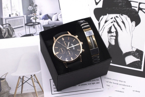 Reloj Hombre Dama Moda Casual Pulsera Caja Regalo Kit Pareja