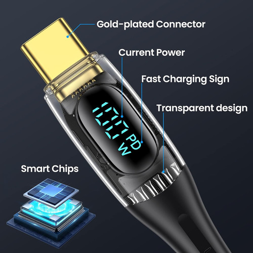 Cable De Carga Usb C A Multi, Usams 100w 4ft 5a Tipo C T...