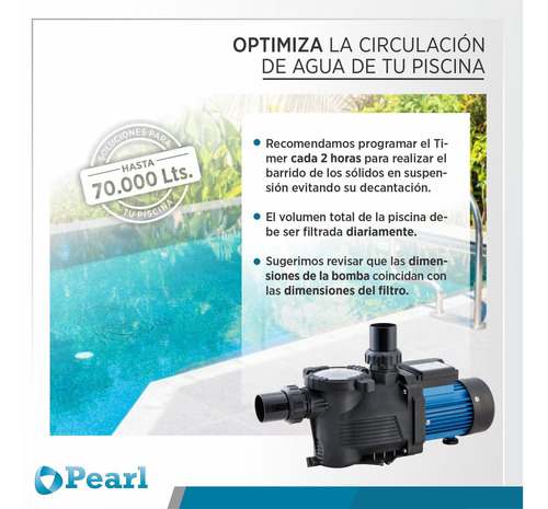 Bomba Pileta Autocebante Pearl Mini Pool 75m 0.75 Hp