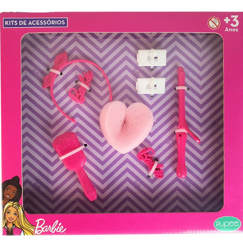 Kit Acessorios De Cabelo Barbie Cor Rosa