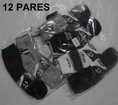 Kit 12 Pares Meias Sortidas Cano Curto Sport Algodão Atacado