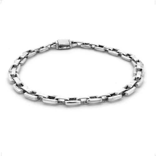 Pulsera Eslabones De Plata Solida .925 Hombre Mujer Agálea 