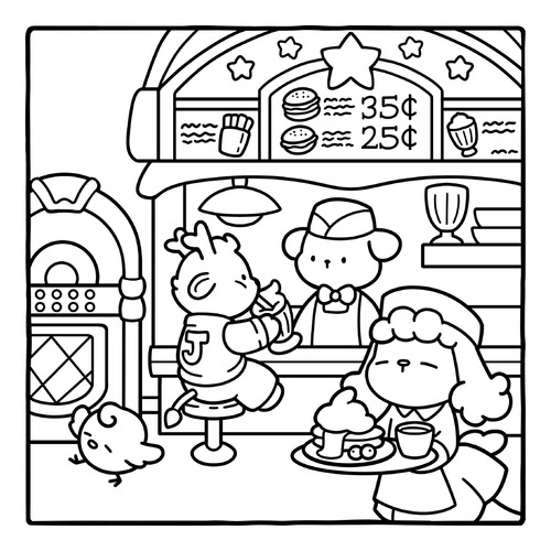 Cozy Eras Livro Para Colorir Estilo Bobbie Goods Animais Adoráveis Para Crianças Ou Adultos 40 Desenhos Capa Dura A5 180g