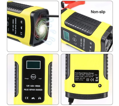 Imagen 3 de 7 de Cargador De Batería Coche Moto 6a 12v Lcd Pantalla