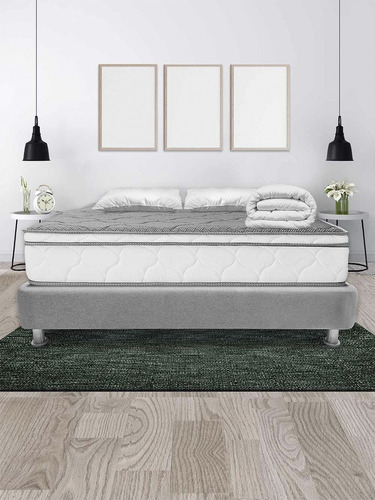 Colchón Sencillo de espuma Romance Relax Plata Mid blanco - 100cm x 190cm x 24cm con Euro pillow