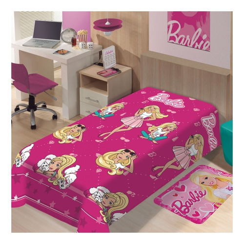 Manta Jolitex Ternille Licenciados Soft com design barbie fashion/rosa de 2m x 1.5m