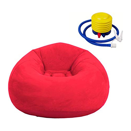 Sillón Tipo Puff, Sofá Inflable Plegable De Terciopel...