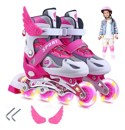 Patines De 4 Ruedas Ajustable Niño Y Niña Con Llantas Luces