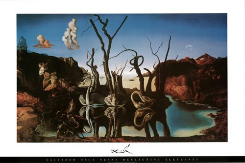 Poster De Arte De Salvador Dali - Elefantes Reflejando Cisne