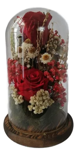 comprar Rosa Eterna Flor Natural Preservada Cúpula Vidrio B \u002F Madera