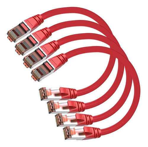 Cables Ethernet, Mxerh-004, 4pzas, 0.25m, Rojo, 1gbps, Cat6