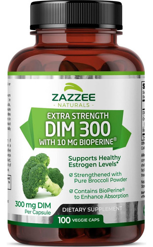 Zazzee Naturals Extra Fuerte Dim 300 Con 10 Mg Bioperine Sabor Sin Sabor