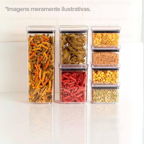 Kit 14 Potes Mantimentos Hermético Quadrado Cozinha