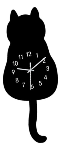 Cartoon Cat Wall Hanging Clock 175x435cm Decoración Negro
