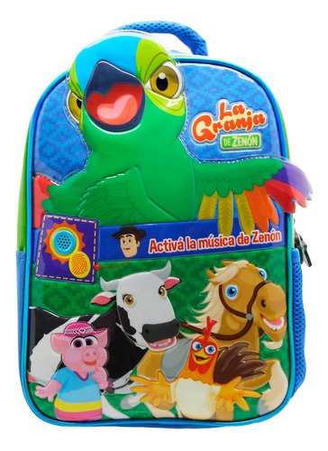 Mochila Cresko 12  La Granja Zenon Musical Lorito Pepe Gz034