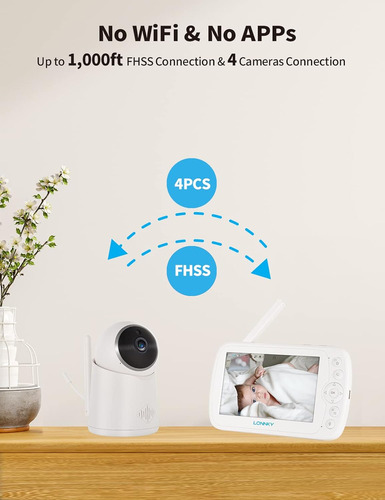 Lonnky Monitor Para Bebés Con Cámara Y Audio, Pantalla A Col