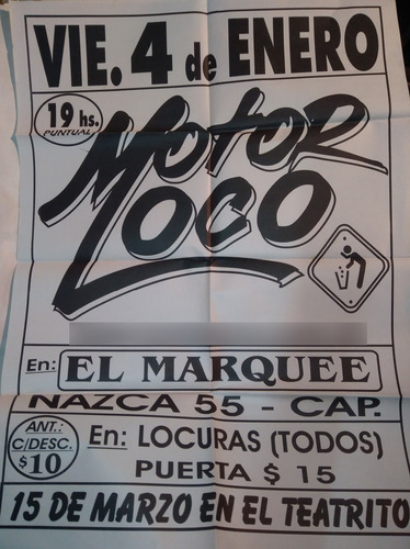Motor Loco - Afiche Publicitario - El Marquee De Flores 4-01