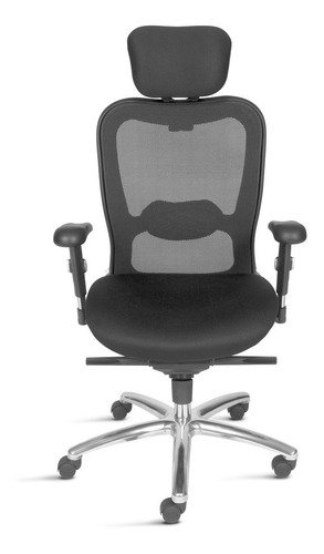 Cadeira de escritório Frisokar New Ergon ergonômica  preta com estofado de tecido