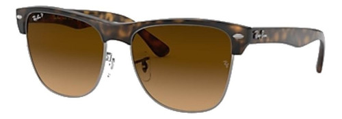 Gafas de sol polarizados Ray-Ban Clubmaster Oversized Standard con marco de nailon color tortoise, lente brown degradada, varilla tortoise de nailon - RB4175