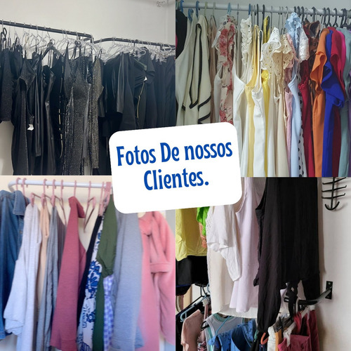 Arara De Roupas Cabideiro Parede 1,20m Kit 2 Pçs E Fixação