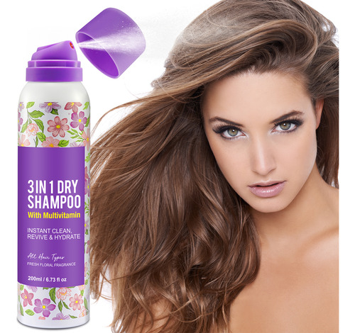 Shampoo En Seco Aerosol Spray Capilar Sin Enjuague 3 En 1
