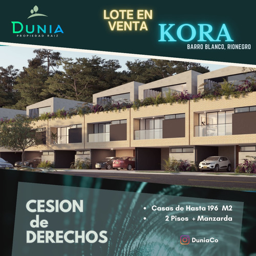Lote 98 M2 Para Casas De Hasta 196 M2, En Urbanizacion Kora, En Barro Blanco, Rionegro, Antioquia