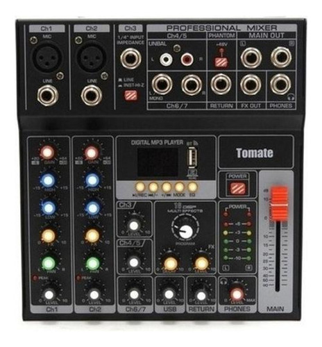 Mesa De Som Profissional 7 Canais Bluetooth Tomate Tyt-007