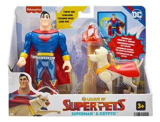 Dc Super Pets Superman Y Krypto 15cm Fisher Price