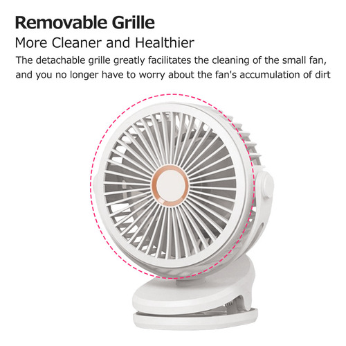 Mini Ventilador Usb Silencioso: 10000mah, Clip, Escritorio,