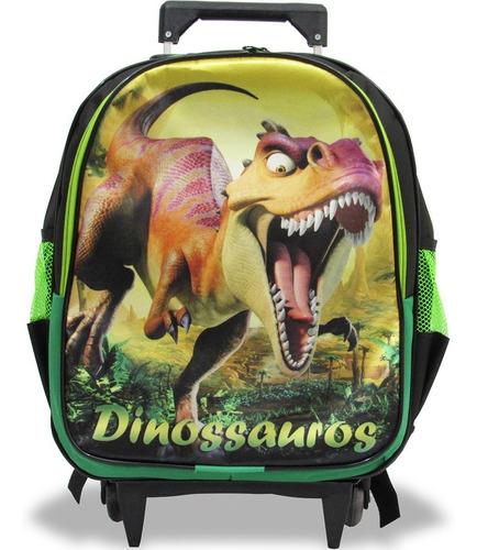 Kit Escolar Infantil Mochila Rodinhas Dinossauro Tamanho G