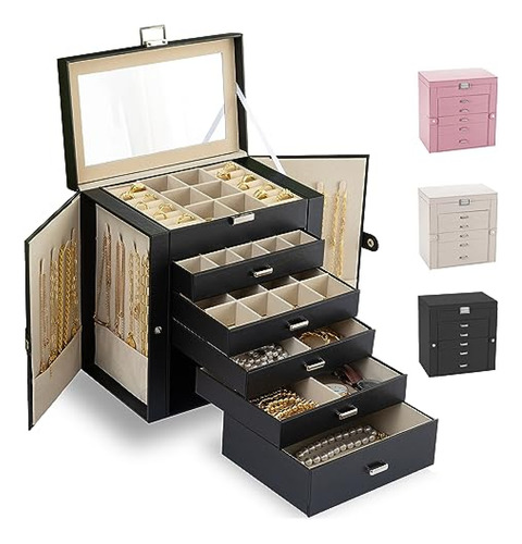 Joyeros Para Mujer, Caja Organizadora De Joyas Grande De 6 C