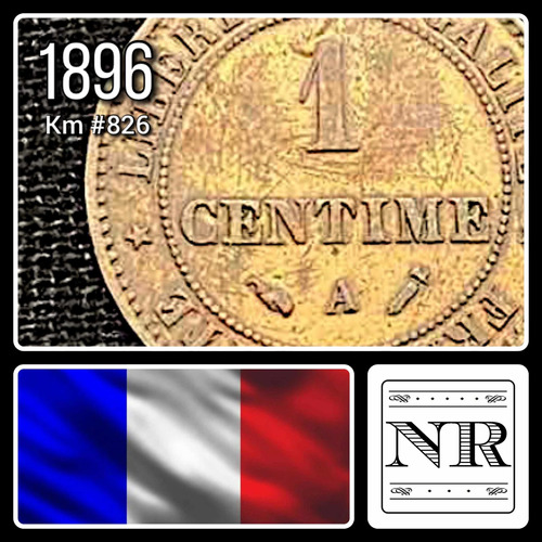 Francia - 1 Centime - Año 1896 A - Km #826 - Cobre