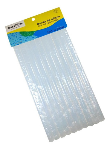 Barra De Silicon Barrilito 11 Mm X 25cm Con 10 Piezas
