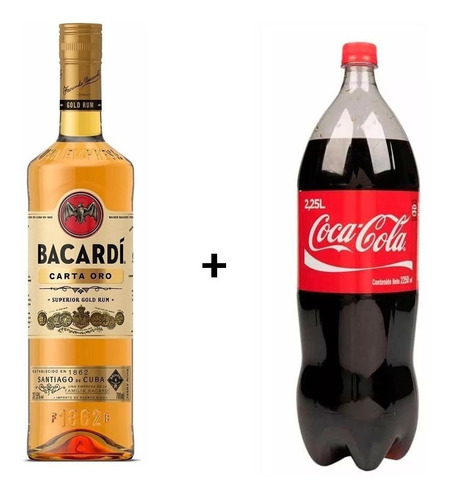 Ron Bacardi Oro X 1 Litro + 1 Coca Cola 2.25 L. Envíos!