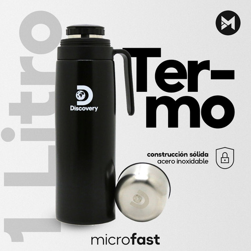 Imagen 2 de 7 de Termo Acero Inoxidable Discovery 1l Manija Pico Cebador