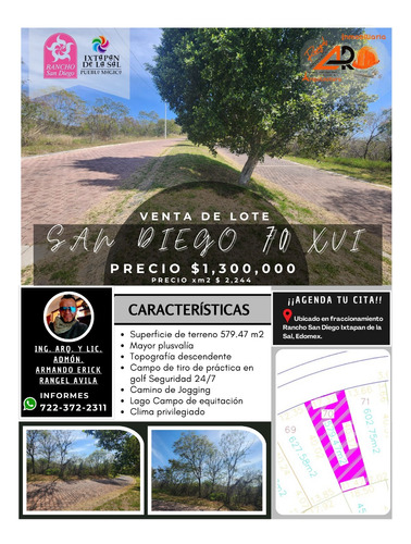 Venta Lote San Diego 70 Mz Xvi Con Todos Los Servicios, Vistas Panorámicas, Proyecto Arquitectónico Incluído En Av Principal Fracc Rancho San Diego Ixtapan De La Sal Edomex