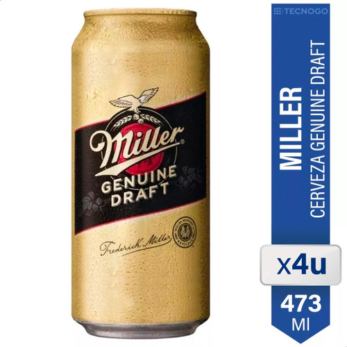 Cerveza Miller Genuine Draft Lata 473ml X4 Unidades