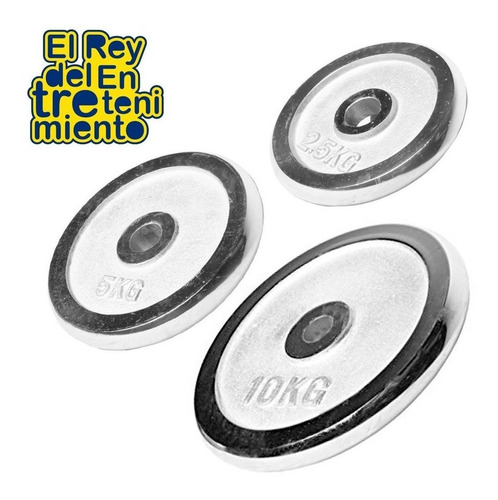 Set Mancuerna Maciza Cromada C/ Rosca + 10 Kilos - El Rey