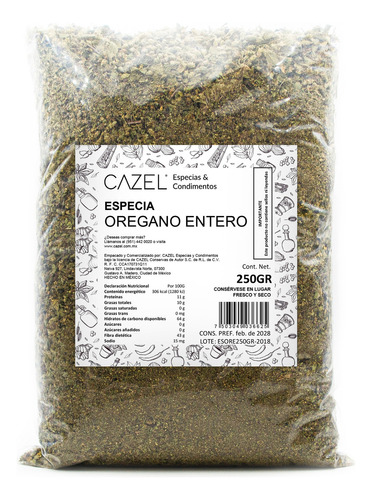 Orégano Natural Entero Seco Oaxaca 250g