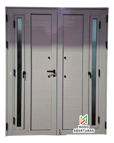 Puerta Aluminio 160x200 Herrero Reforzado Con Postigo Abrir Blanco