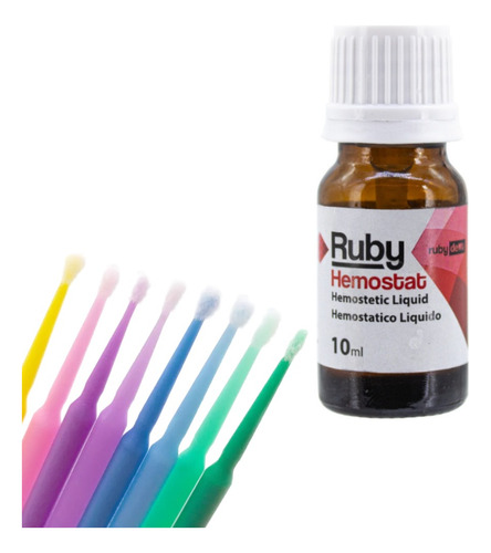 Solución Hemostática Al 25% Ruby De 10 Ml + 100 Microbrush 