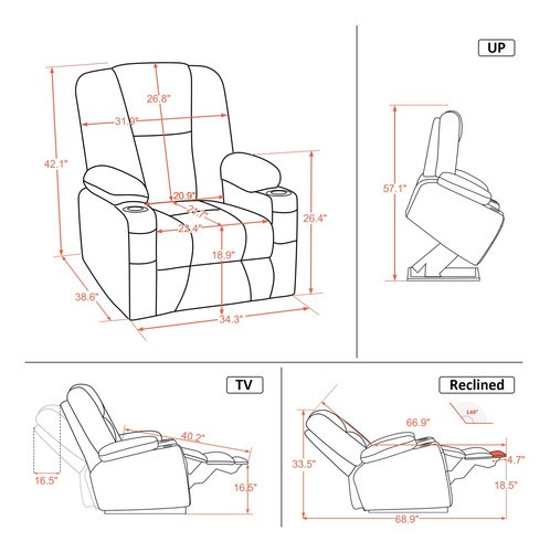 Mcombo Silla Reclinable Power Lift Con Reposapiés Extendido